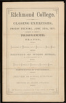 Richmond College. Closing Exercises. Programme - 1871