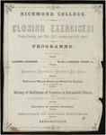 Richmond College. Closing Exercises! Programme -1872