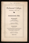 Richmond College Commencement Day Program - 1910