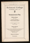 Richmond College Commencement Day Program - 1911