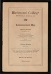 Richmond College Commencement Day Program - 1912