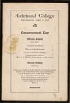 Richmond College Commencement Day Program - 1913