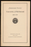 Commencement Exercises University of Richmond Program - 1923