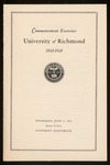 Commencement Exercises University of Richmond Program - 1924
