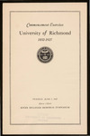 Commencement Exercises University of Richmond Program - 1927