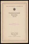 The University of Richmond Commencement Exercises Program - 1933