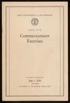 The University of Richmond Commencement Exercises Program - 1938