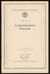 The University of Richmond Commencement Exercises Program - 1939