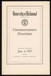 University of Richmond Commencement Exercises Program - 1951