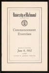 University of Richmond Commencement Exercises Program - 1952