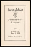 University of Richmond Commencement Exercises Program - 1953