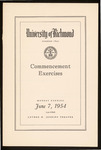 University of Richmond Commencement Exercises Program - 1954
