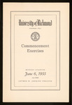 University of Richmond Commencement Exercises Program - 1955