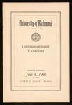 University of Richmond Commencement Exercises Program - 1956