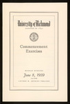 University of Richmond Commencement Exercises Program - 1959