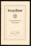 University of Richmond Commencement Exercises Program - 1960