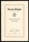 University of Richmond Commencement Exercises Program - 1962