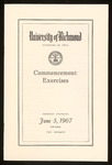 University of Richmond Commencement Exercises Program - 1967