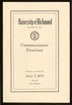 University of Richmond Commencement Exercises Program - 1971