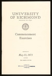 University of Richmond Commencement Exercises Program - 1973