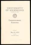 University of Richmond Commencement Exercises Program - 1974