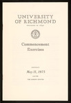 University of Richmond Commencement Exercises Program - 1975