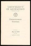 University of Richmond Commencement Exercises Program - 1976