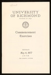 University of Richmond Commencement Exercises Program - 1977