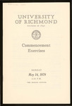 University of Richmond Commencement Exercises Program - 1978