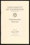 University of Richmond Commencement Exercises Program - 1979