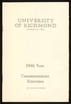 University of Richmond 150th Year Commencement Exercises Program - 1980