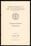 University of Richmond Commencement Exercises Program - 1981