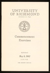 University of Richmond Commencement Exercises Program - 1982