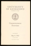 University of Richmond Commencement Exercises Program - 1983
