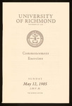 University of Richmond Commencement Exercises Program - 1985