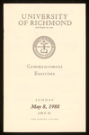 University of Richmond Commencement Exercises Program - 1988
