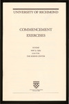 University of Richmond Commencement Exercises Program - 1993