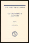 University of Richmond Commencement Exercises Program - 2001