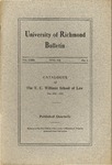 University of Richmond Bulletin: Catalogue of The T.C. Williams School of Law for 1921-1922 by University of Richmond