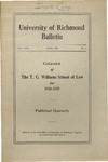 University of Richmond Bulletin: Catalogue of the T.C. Williams School of Law for 1928-1929