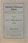 University of Richmond Bulletin: Catalogue of the T.C. Williams School of Law for 1929-1930