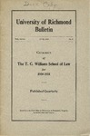 University of Richmond Bulletin: Catalogue of the T.C. Williams School of Law for 1930-1931