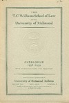 University of Richmond Bulletin: The T.C. Williams School of Law in the University of Richmond Catalogue for 1938-1939