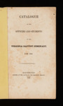 Catalogue of the Officers and Students of the Virginia Baptist Seminary for 1840