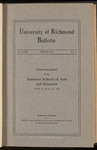 University of Richmond Bulletin - Announcement of the Summer School of Arts and Sciences