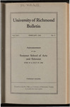 University of Richmond Bulletin - Announcement of the Summer School of Arts and Sciences