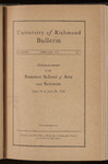 University of Richmond Bulletin - Announcement of the Summer School of Arts and Sciences