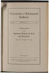 University of Richmond Bulletin - Announcement of the Summer School of Arts and Sciences