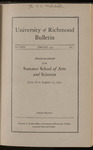 University of Richmond Bulletin - Announcement of the Summer School of Arts and Sciences