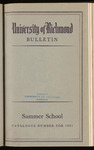 University of Richmond Bulletin Summer School